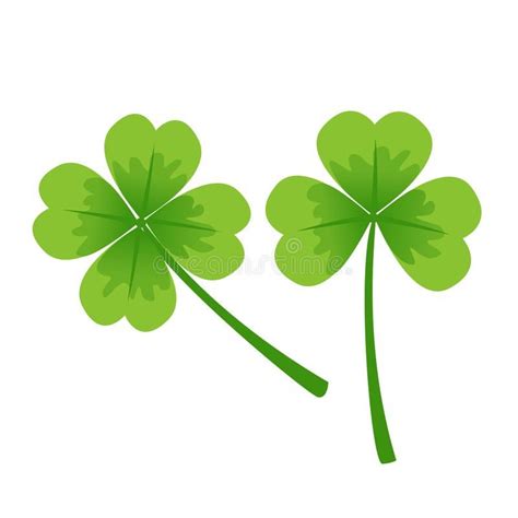 Four leaf clover and shamrock. Cartoon illustration of four leaf clover ...