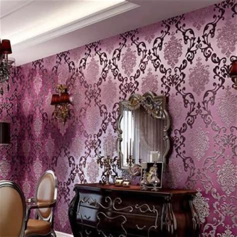 Aliexpress.com : Buy Non woven Fabrics Modern Wallpaper Roll 10m Damask Embossed Flocking Wall ...