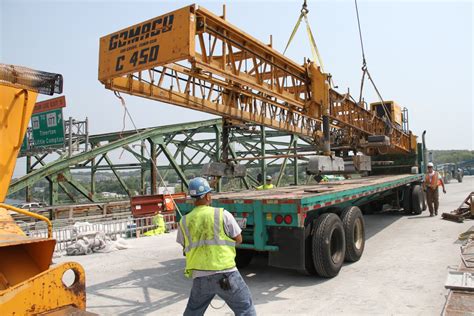 Construction workers on the Sakonnet River Bridge in Rhode Island ...