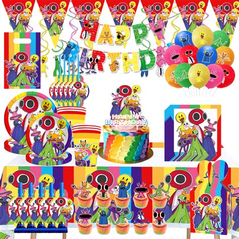 Kira Rainbow Friends Theme Kids Birthday Party Decorations Banner Cake Topper Balloon Table ...