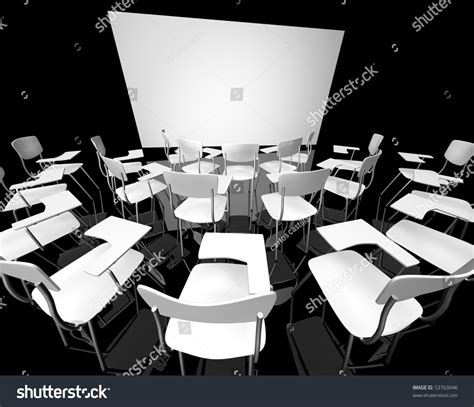 Empty Black Classroom With Whiteboard And White Chairs Stock Photo 53763046 : Shutterstock