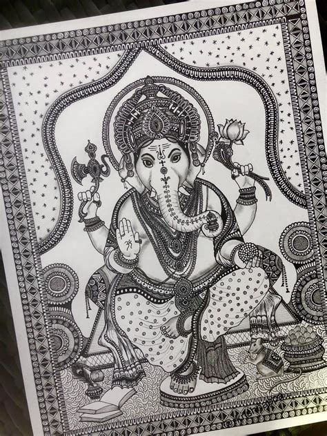 Ganesha art print , pen art kalamkari inspired home decor | Ganesha art, Mandala design art, Art