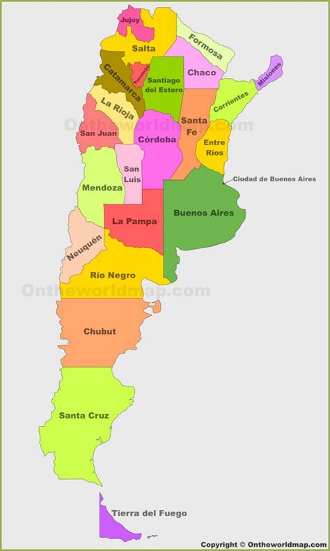 Political map of Argentina with provinces - Ontheworldmap.com