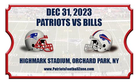 New England Patriots vs Buffalo Bills Football Tickets | 12/31/23