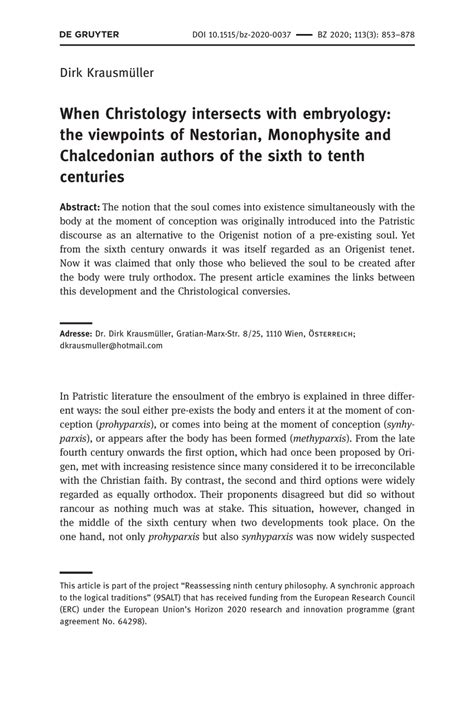 (PDF) When Christology intersects with embryology: the viewpoints of ...