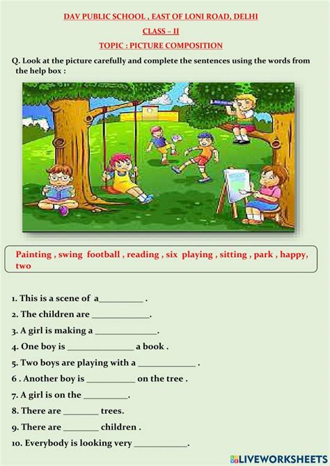 PICTURE COMPOSITION online activity for 2 | Live Worksheets - Worksheets Library
