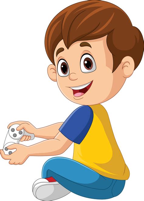 Cartoon little boy playing video game 7152941 Vector Art at Vecteezy