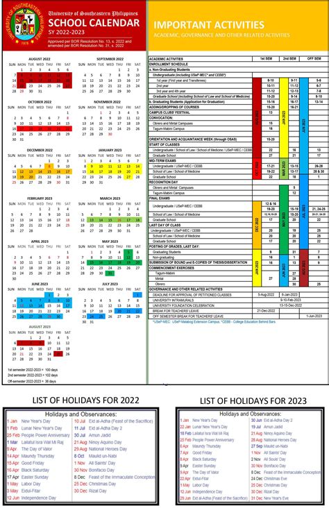 USeP Amended School Calendar for the School Year 2022-2023 - University ...