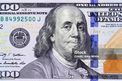 Benjamin Franklin On The 100 Dollar Bill Macro Photo United States Of ...