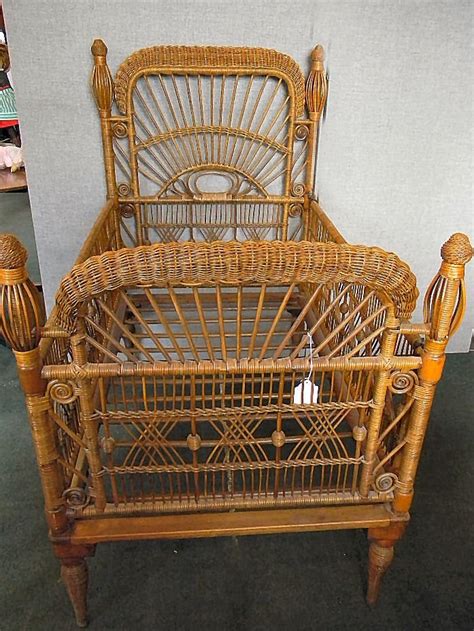 Antique Victorian wicker baby crib, excellent condition