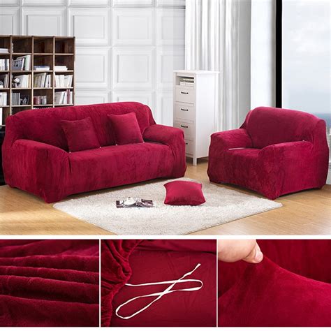 Stretch Velvet Sofa Cover Slipcovers Waterproof Couch Cushion Cover Pillow Case for Single ...