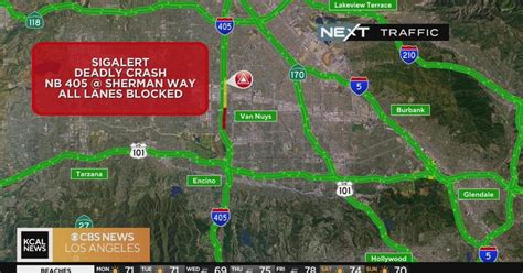 Deadly crash on northbound 405 Freeway blocks all lanes - CBS Los Angeles