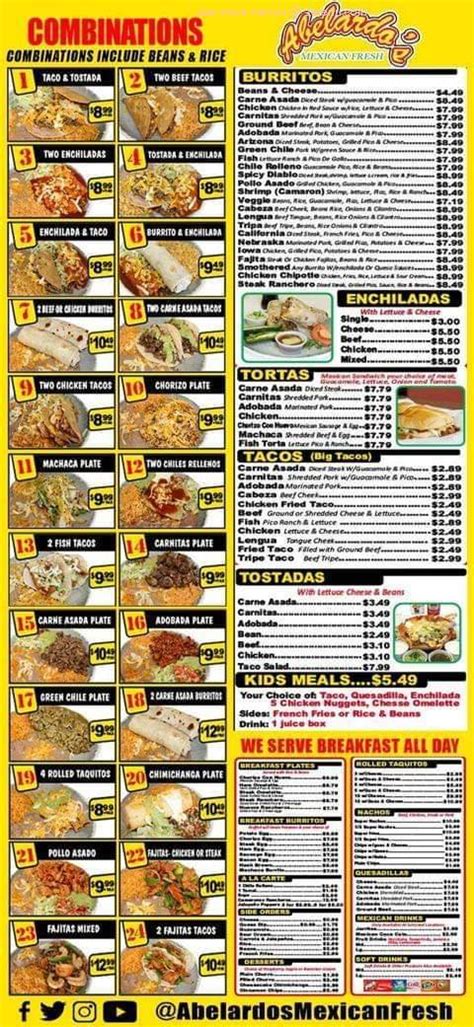 abelardo's mexican restaurant menu - Carol Peltier