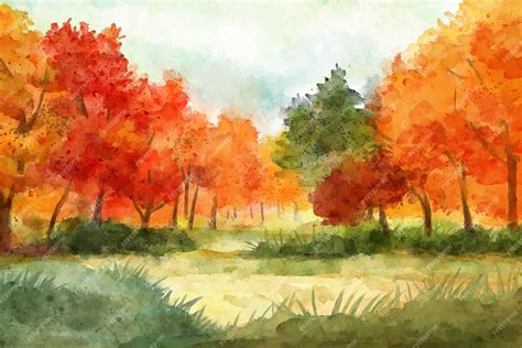 Free Vector | Watercolor autumn landscape