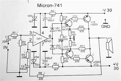 Power Amplifier Micron 741 - Schematic - Electronic Circuit