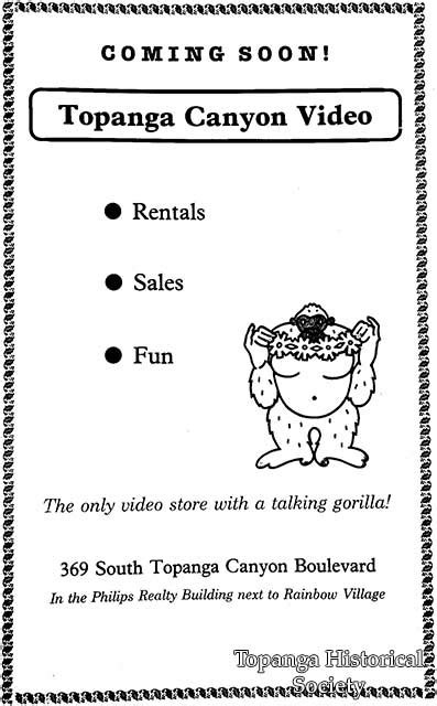 Topanga Canyon Video ad: "The store with a talking gorilla!" · Topanga ...