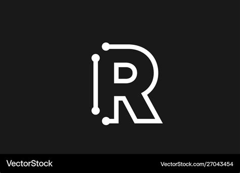 Alphabet letter r black and white logo design Vector Image