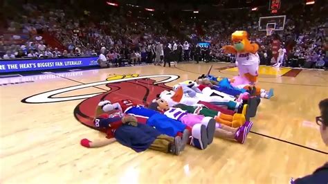 Burnie the Miami Heat mascot front flip - YouTube