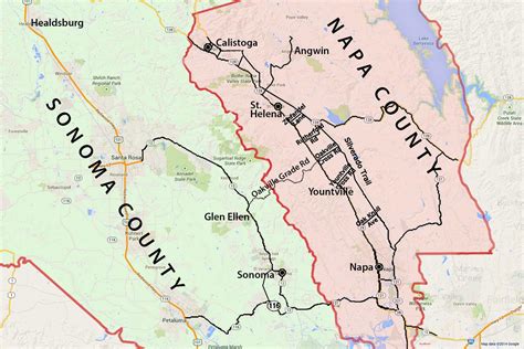 Wine Country Map: Sonoma and Napa Valley