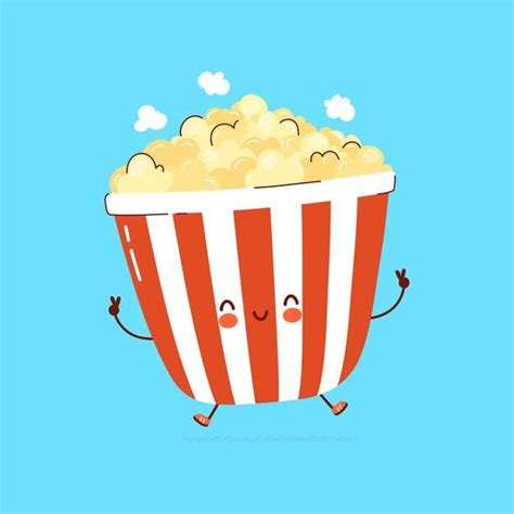 Premium Vector | Cute funny popcorn character. hand drawn cartoon kawaii character illustration ...