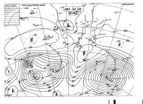 SA Weather and Disaster Observation Service: Sea Level Synoptic Chart: South Africa (24 December ...