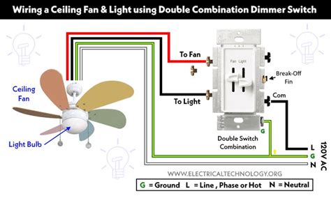 an electrical wiring diagram for a ceiling fan and light switch with two lights on each side