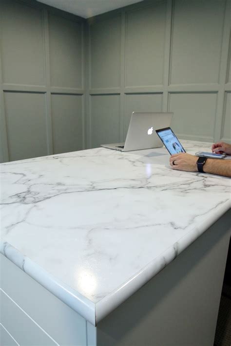 Our Calacatta Marble countertop by Formica in the Home Office–Yeah, That’s Laminate! | Replacing ...