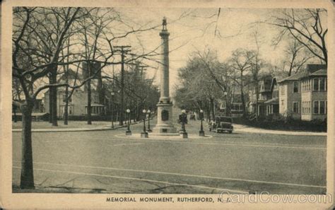 Memorial Monument Rutherford, NJ Postcard