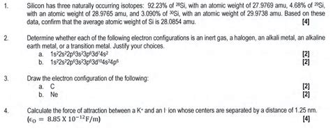 Solved Silicon has three naturally occurring isotopes: | Chegg.com