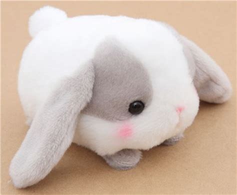 kawaii white and grey bunny rabbit Poteusa Loppy plush toy from Japan - Rabbit Plushies - Plush ...