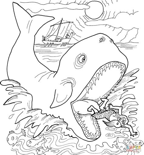 Jonah and the Whale coloring page | Free Printable Coloring Pages