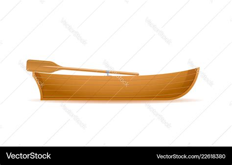 Wooden boat side view Royalty Free Vector Image