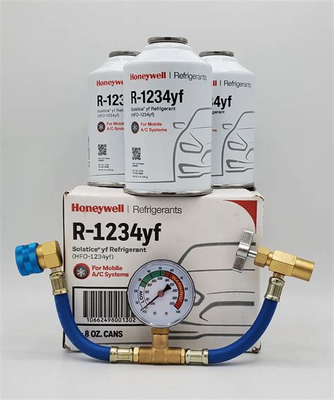 Buy Genuine 8oz R1234YF Refrigerant (3 Freon Cans) & HD Brass Can Tap with Gauge Online at ...