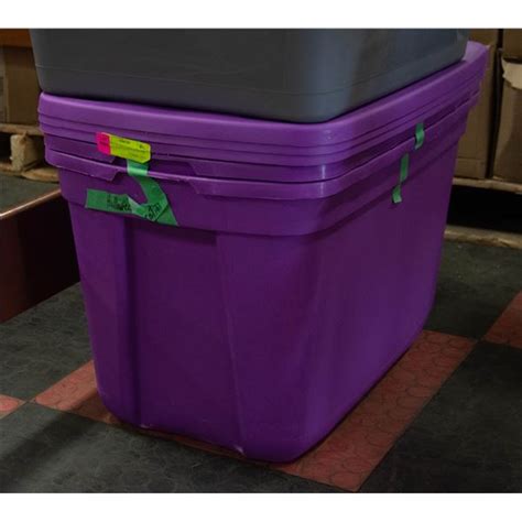 3 PURPLE RUBBERMAID STORAGE BINS