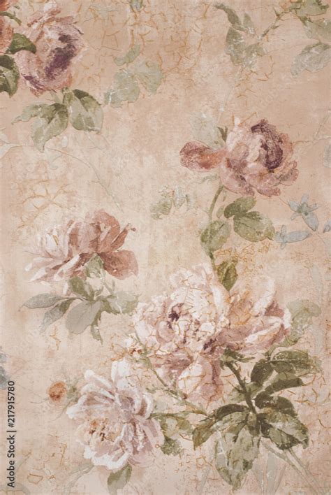 Vintage Background with Roses - Floral Illustration - Old Paper Texture ...