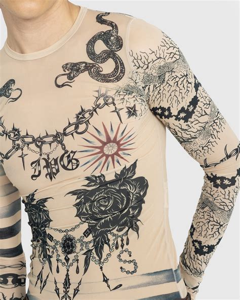 Jean Paul Gaultier – Trompe l'oeil Tattoo Longsleeve Top Nude/Grey/Black | Highsnobiety Shop