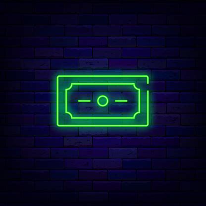 Money Neon Icon Casino Symbol Dollar Currency Note Bank Concept Bright Logo Vector Stock ...