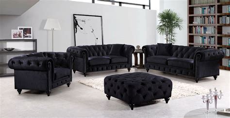 Meridian Chesterfield Black Sofa 662 | Chesterfield living room, Living room sets furniture ...