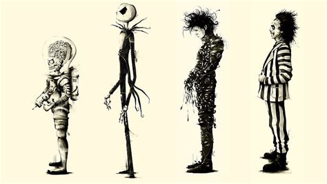 Four assorted movie characters illustration, Tim Burton, movies, Beetlejuice, HD wallpaper ...