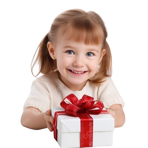 Portrait Of Happy Girl Sitting At The Table With Christmas Present, Santa Girl, Christmas People ...