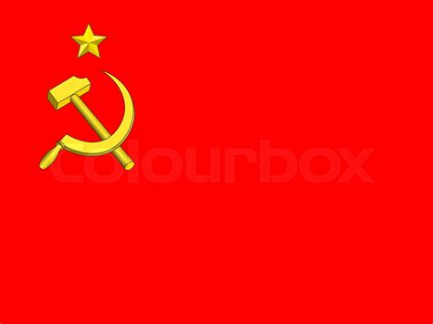 Hammer and sickle on red flag | Stock vector | Colourbox