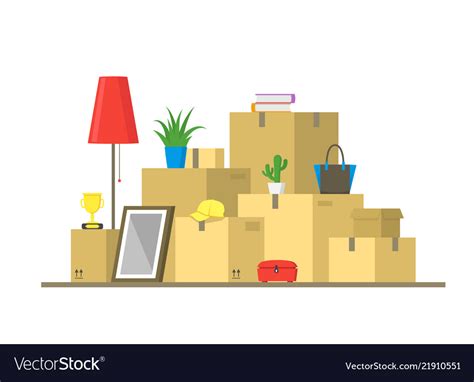 Cartoon color pile boxes moving concept Royalty Free Vector