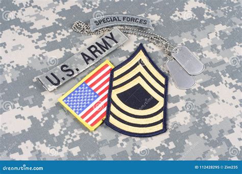 US ARMY Special Forces Insignia On Camouflage Uniform Stock Image ...