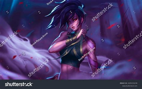 Anime Warrior Girl Fantasy Digital Art Stock Illustration 2205155239 ...