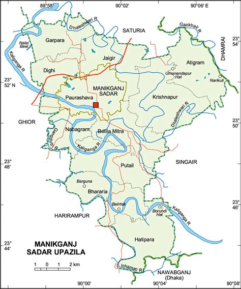 Maps of Bangladesh: Manikganj Sadar Upazila