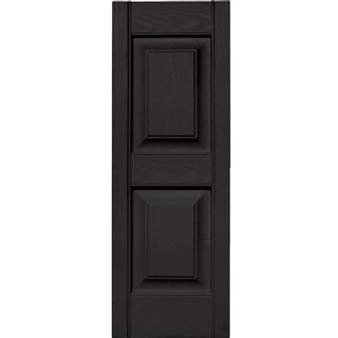 Builders Edge 12 in. x 35 in. Raised Panel Vinyl Exterior Shutters Pair in #002 Black ...