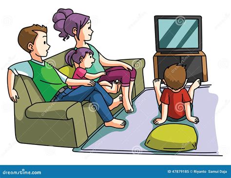 Family Watching Tv Time Stock Vector - Image: 47879185