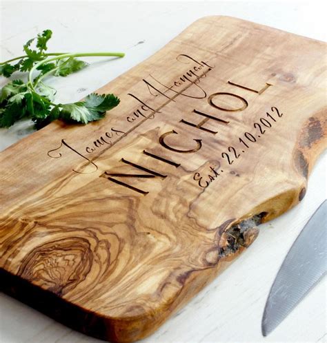 Personalized Rustic Olive Wood Chopping/Cutting/Cheese Board - Available In Five Sizes #2698040 ...