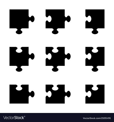 Set of black jigsaw puzzle pieces Royalty Free Vector Image