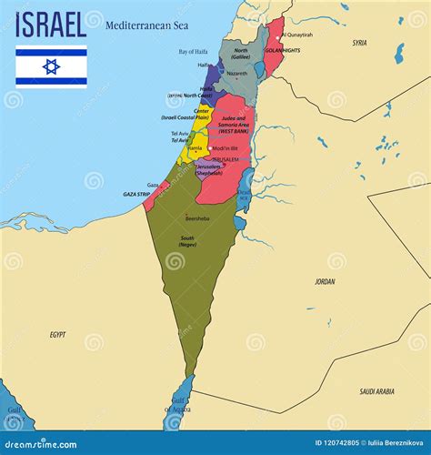 Israel Vector Map with Regions Stock Vector - Illustration of regions, hebrew: 120742805